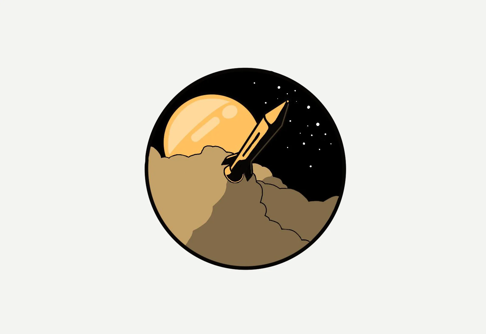 Astraeus 1 logo: a rocket rising through smoke past a planet against a starry sky